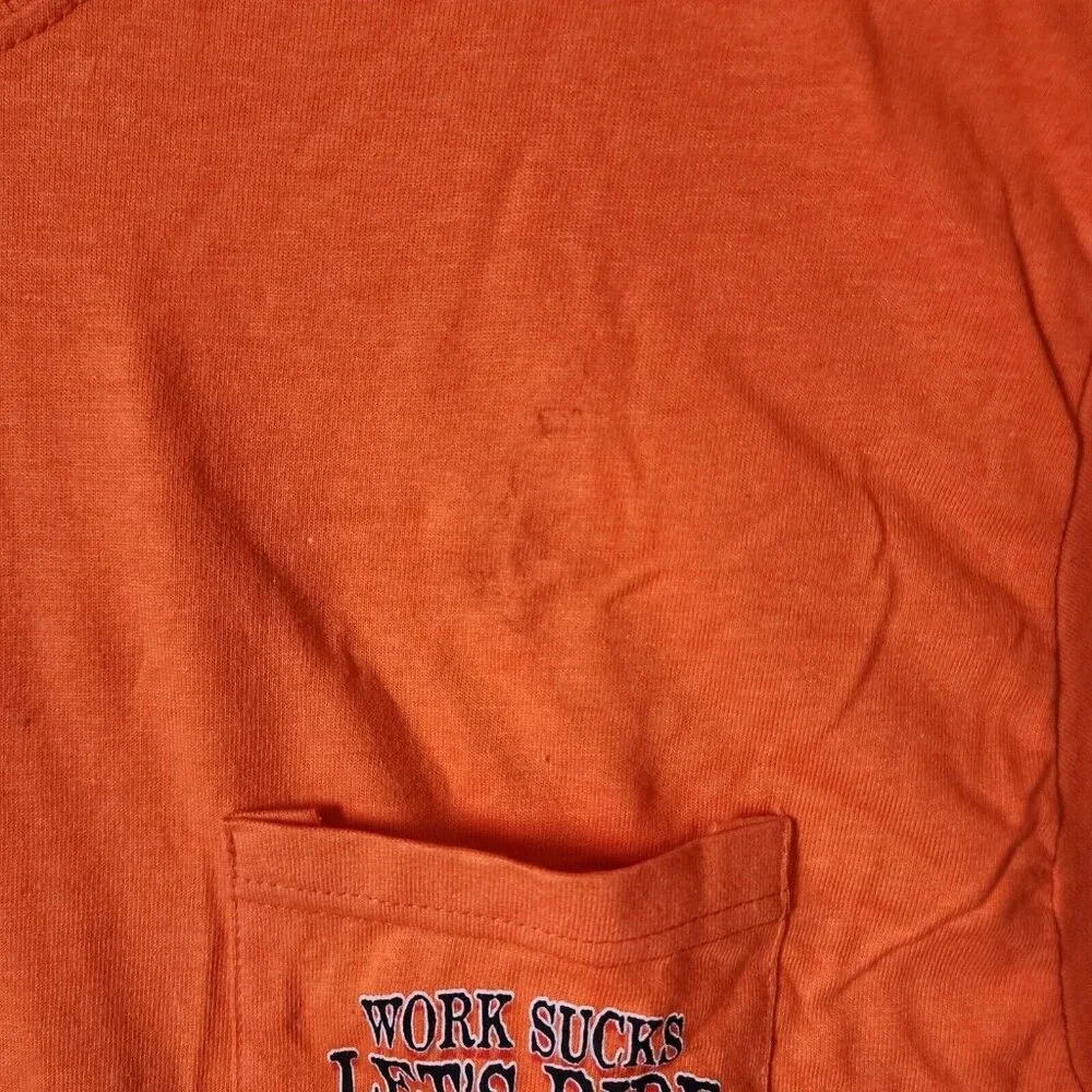 VTG 2006 Petersons‎ Miami FL Harley-Davidson Orange Pocket T Shirt Size M USA